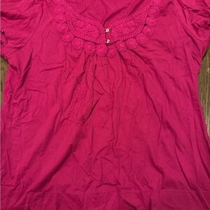Women's St. John’s Bay Pink Top with Lace Detail